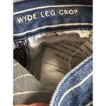 American Eagle  Blue White Pinstripe Wide Leg Crop Raw Hem Blue Jeans Size 00 Photo 4