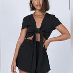 Princess Polly  Ragnar Tie Front Romper Black Size 4 Grunge Festival Boho Photo 0
