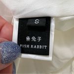 White Frilled Ruffled Button Up Blouse Feminine Romantic Victorian Gold Photo 3