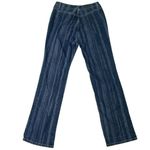 Fubu Women's Vintage Y2K Wide Straight Leg Medium Wash Stiped Jeans Size 12 Blue Photo 1