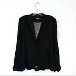 Greylin Graylin Black Crepe Two Button Peplum Blazer with Striped Lining - Size large Photo 2