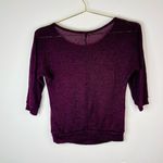 Mary Jane Women's Purple Knit 3/4 Sleeve Top Small Lightweight Casual Chic Photo 4