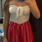 Lavish Red and White Striped Shorts Photo 0