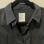 SARA ROKA Black Button Down Mini Shirtdress, Ruched Sides, Size 40(IT), S/4(US) Photo 5