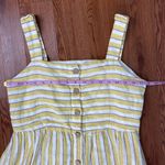 Rachel Zoe Midi Dress 100% Linen Stripe Button Front Size 10 Photo 10