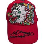 Ed Hardy  Red Rhinestone Dragon Hat Y2K‎ Truckers Style Hat Vintage Tattoo Wear Photo 0