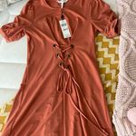 BCBGeneration Orange Lace Up Mini Dress Photo 4