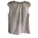 J.Crew  Pale‎ Pink Brown Embroidered Cotton Poplin Boho Top Tie Front MEDIUM Photo 3