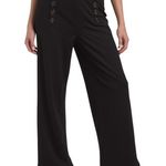 Ellen Tracy Wide-Leg Black Pants Sz L Pull-On Sailor Button Detail NWT Photo 0