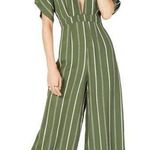 Sage The Label Striped Cropped Jumpsuit — Olive Green — White Stripe — XSmall Photo 0