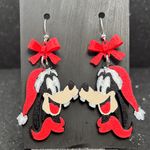 Goofy Christmas Earrings with Red Bows Photo 0