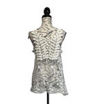 G Collection Womens Beige Lace Crochet Tunic Coverup Boho Sheer Y2k Blouse L White Size L Photo 4