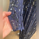 Mac Duggal  sequin formal dress high neck illusion navy formal cocktail Sz‎ 8 NWT Photo 6
