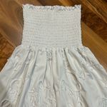 NWOT Size Small White Ruched Gathered Top Ribbon Fabric Design Strapless Dress Photo 1