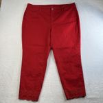 Talbots  Plus 20W Jeans Flawless Scallop Hem Denim Slim Ankle Red Curvy Fit Photo 2