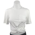Aritzia Wilfred Free White Crew Neck Knot Front Cropped T Shirt Tee Top Size S Photo 1