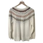 American Rag Fair Isle Ski Sweater White Neutral Knit Pullover Medium Cozy Aspen Photo 1
