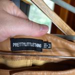 Pretty Little Thing  Camel Faux Leather Split Hem Skinny Pants Size 8 Photo 1