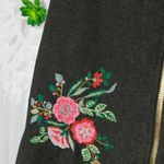 Loft Skirt Front Zip Embroidered Gray Size 4 Lined Exposed Zipper Photo 5