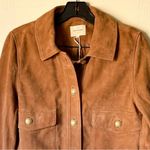 Sézane  Terry Jacket Gold Buttoned Camel Suede Goat Leather FR 34 NWT Photo 4