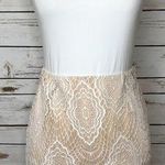 Caribbean Queen 🌴 Lace White/Tan Mini Skirt Size S Photo 0