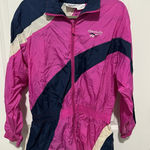 Reebok Vintage Women's Windbreaker Jacket Full Zip Long Sleeve Nylon Sz XL Pink Photo 0