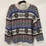 Vintage 80s Croquet Club Knit Grandpa Oversized Sweater Coogie Style 3D Burgundy White Size M Photo 0