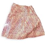 Merona  Pink & White Aztec Print 100% Silk Flare / Pleated Zip Side Skirt Photo 0
