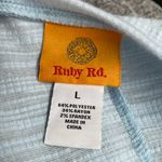 Ruby Rd . Light Blue Thin Short Sleeve Blouse with Bell Sleeves Photo 3