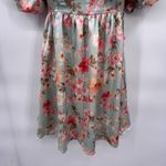 Babydoll Mini Dress‎ Small Blue Floral Satin Photo 2