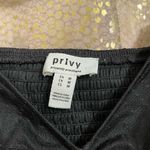 Privy  Black Long Mesh Sleeve Ruched Smocked Back Cropped Top Medium Photo 3