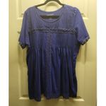 Woman Within Size 14/16 Tulip Purple Lace-Trim Pintucked Short Sleeve Tunic Top Photo 1