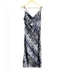 Lovestitch Tie Dyed Print Silk Slip Elegant Black and White Women's Dress Photo 13