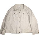 Vtg Y2K Charter Club Beige 100% Linen Embellished Button Up Shirt Jacket 2X Tan Photo 0