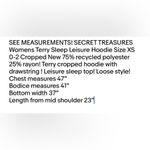secret treasures Womens Terry Sleep Leisure Hoodie Size XS 0-2 Baggy Cropped New Photo 5