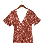 Madewell Wrap-Front Floral Print Daisy Field/Rust Orange Short Sleeve Romper Photo 6