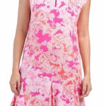 IBKUL Pink Paisley 1/4 Zip Flounce Hem Sleeveless Polo Dress Size XS Pockets Photo 0