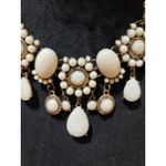 Women's White Teardrop Beaded Bib Necklace With Lobster Clasp Elegant Jewelry Photo 2