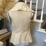 Bebe Women’s Light Camel Reversible Faux Fur Suede Vest Open Front Size XS Photo 2