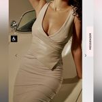 House Of CB  Laria Ecru Vegan Leather‎ Maxi dress Cream Cocktail NWOT Size XL Photo 4