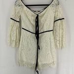 Off The Shoulder Lace Bell Sleeve Romper Womens Small White Photo 0