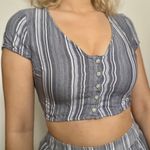 Hollister Blue And White Striped Crop Top Set Photo 2