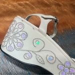 Vtg 90s Y2k Seventeen Platform sandals floral iridescent sequined size 7.5 White Photo 12