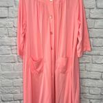 Vintage 60s Shadowline Dressing Robe Pink 3/4 Sleeve Size M Nylon Silky 39" Size M Photo 7