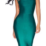 BCBGMAXAZRIA Emerald Green Bandage Halter Bodycon Dress Photo 0