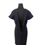 Robert Rodriguez Navy Wool Blend Sheath Dress Sz 6 Cross-Front Short Sleeve Photo 3
