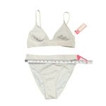 Xhilaration Women’s Size M Bikini Top & Bottom Silver Grey Ribbed Triangle NWT Photo 3