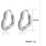 Boutique NEW White Gold-Plated S925 Simulated Diamond Heart Hoop Earrings, 14mm Photo 11