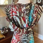 Muse Multicolor Cowl Neck Blouse Red Photo 6