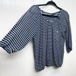 J. Crew 3/4 Sleeve Striped Navy Blue & White Scoop Neck Women's Top Size XXS Photo 4